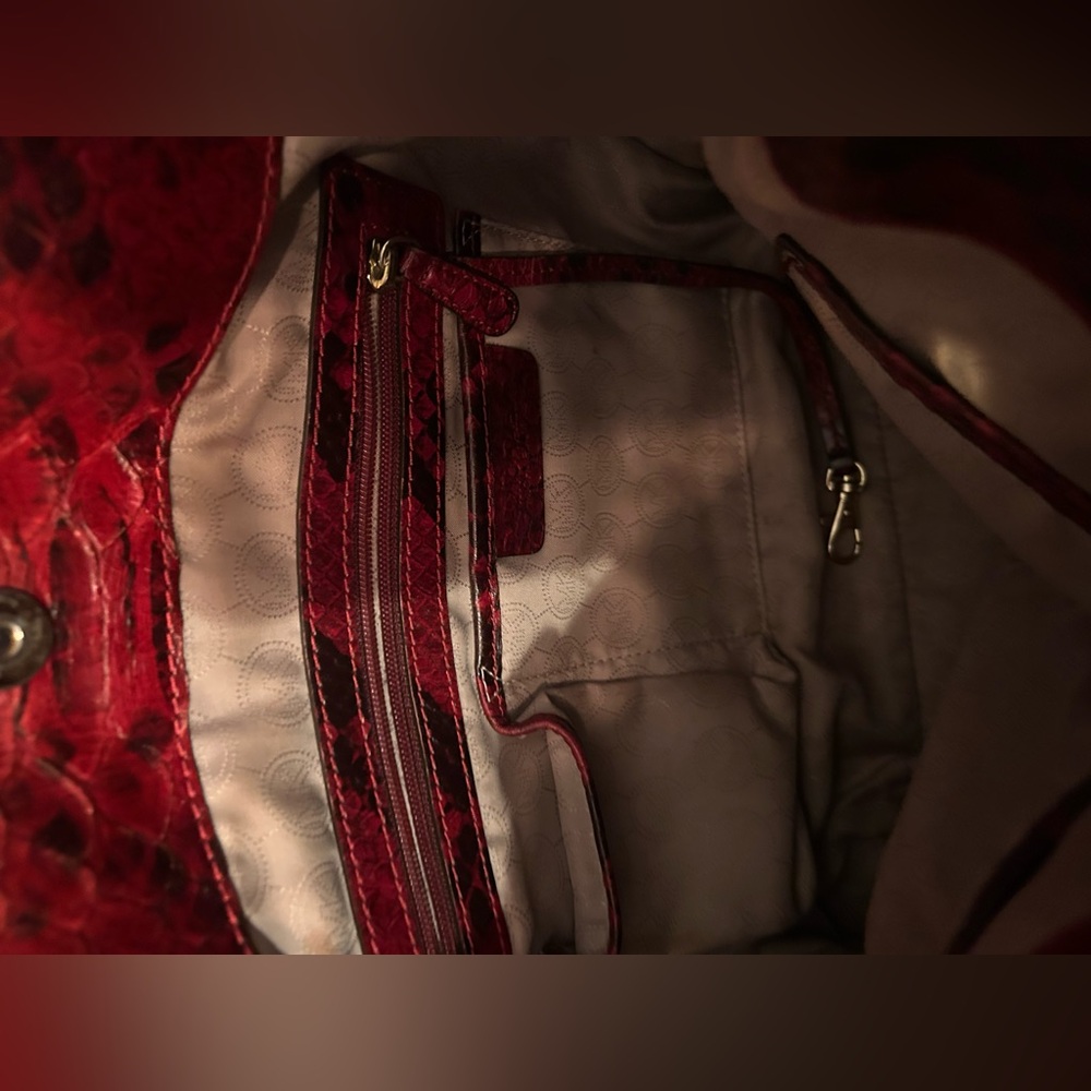 Michael Kors Red Python-Embossed Satchel - image 8